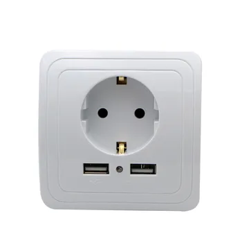 3 цвята Умен Дом на най-Добрия Dual USB Порт 2000mA Стенно Зарядно Устройство Адаптер 16A ЕС Стандартен Електрически Контакт Панел Контакти