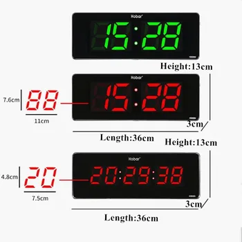 36*13*3 см Дигитални Стенни часовници Минути Показване на Времето Настолни компютри Часовници Подключаемое Използването на Електронни Led Стенни часовници EU/US/UK Щепсел