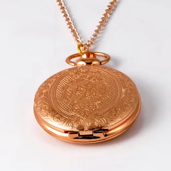 8840большие джобен часовник от розово злато с дърворезба във формата на цвете изискана дворцова джобни часовници