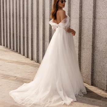 I OD Елегантна Сватбена рокля на Принцеса С 3D Завързана Аппликацией Сватбена Рокля 2023 с V-образно деколте и Открити Рамене Vestidos De Новия Дантела С Влак