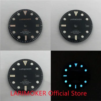 LARIMOKER/Без лого, 28,5 мм, Черен Циферблат Часа е Подходящ За MINGZHU 3804 Механизъм GMT Функция Автоматично Мъжки Часовници с логото на потребителски