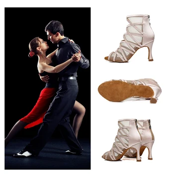 SWDZM/ Дамски Обувки За латинските танци с високо берцем, Черни Обувки за танци балната зала, Дамски Обувки за танци-Салса, танго, Обувки за танци, обувки за партита с мека подметка