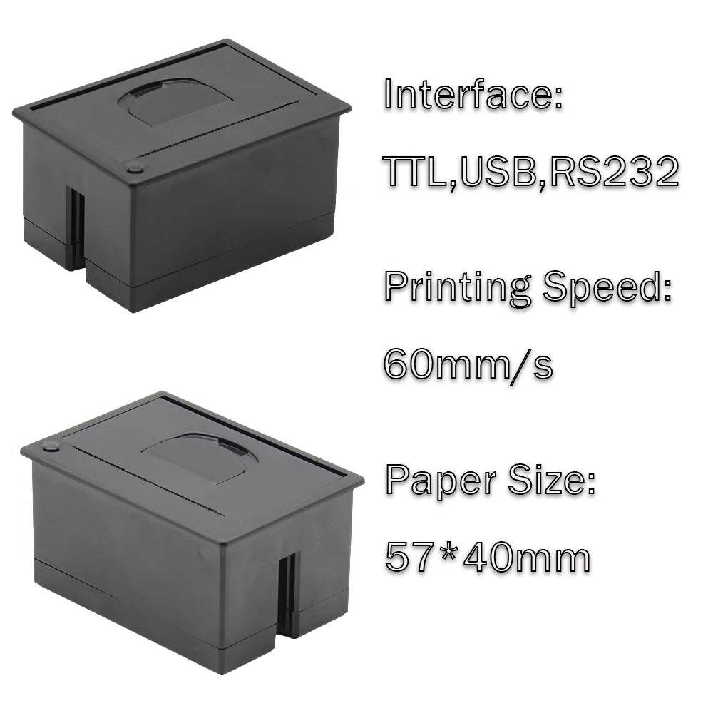 Принтер притежателя панел 58mm термален за промишленото на оборудване за измерване TTL или принтер получаване на интерфейс RS232 термален Изображение 1