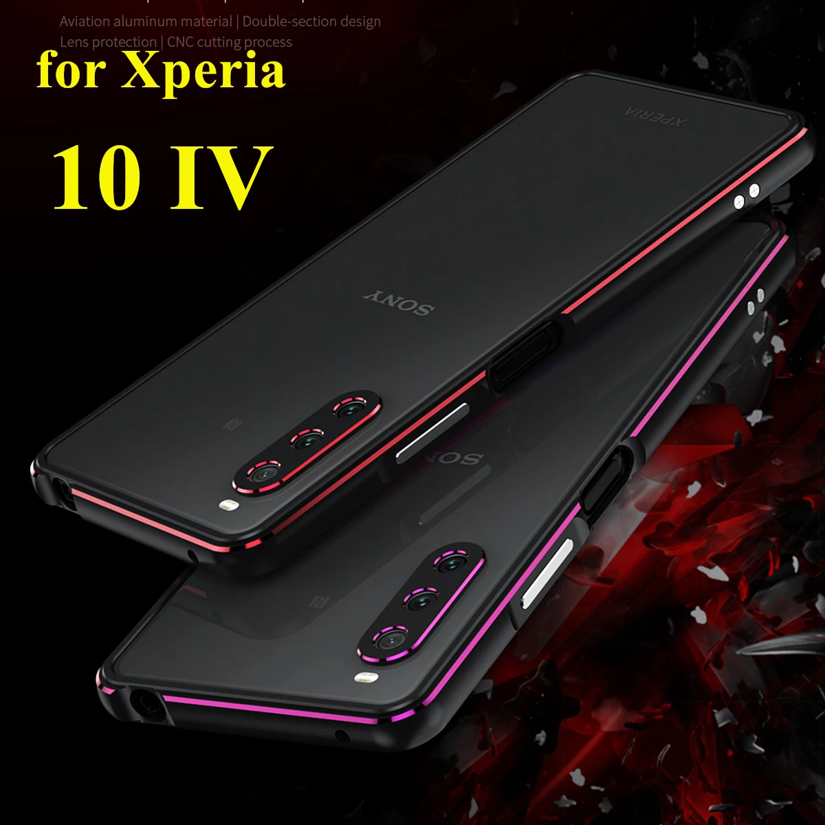 Метален калъф за Sony Xperia 10 IV Luxury Deluxe ултра-тънък алуминиев броня Калъф за Sony Xperia 10 IV + 2 филм (1 предна + 1 задна) Изображение 2
