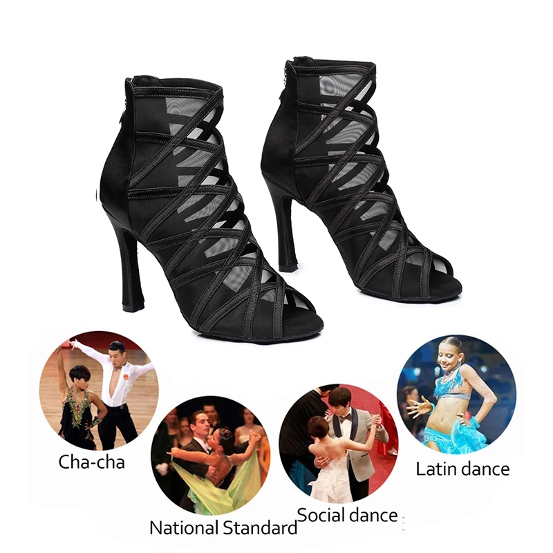 SWDZM/ Дамски Обувки За латинските танци с високо берцем, Черни Обувки за танци балната зала, Дамски Обувки за танци-Салса, танго, Обувки за танци, обувки за партита с мека подметка Изображение 4