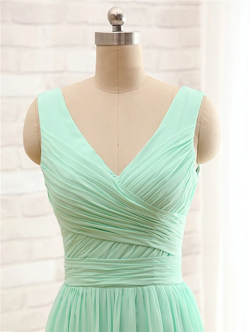 QNZL-95 # Потребителски Цвят и Дълги Рокли на Шаферките Мятно-Зелена Шифоновое Рокля За Сватбени партита, Вечерна рокля, на Едро, Дамски Евтини Дрехи Изображение 1