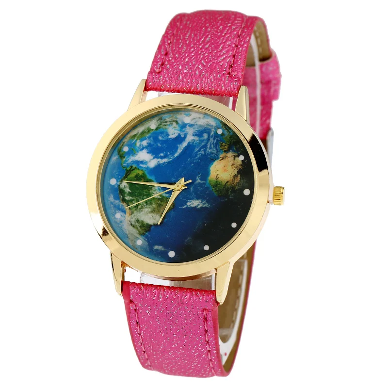 Gnova Platinum най-Добрите продажба на Зелена Земя Дамски Часовници От Изкуствена Кожа Vintage Мир Карта на Света Ръчен Часовник Модерен Подарък За Момичета Директен доставка Изображение 1