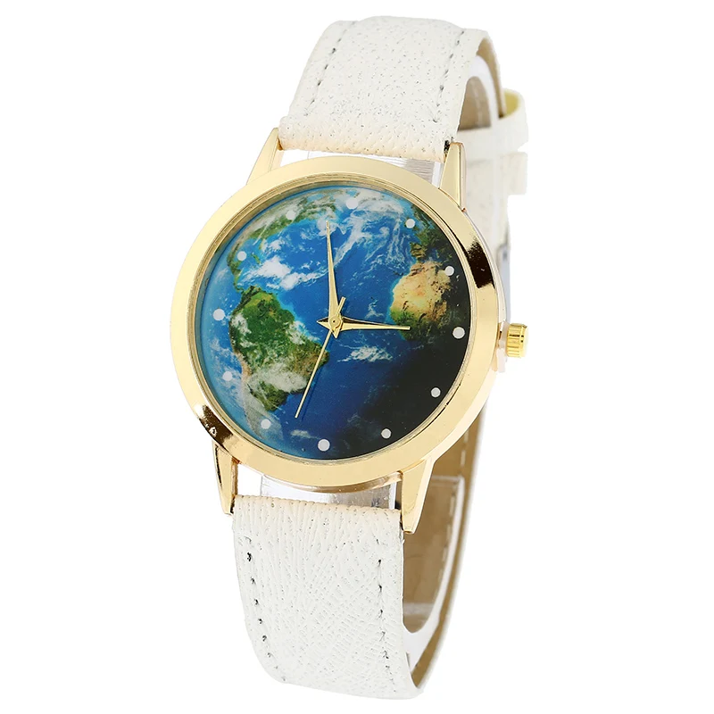 Gnova Platinum най-Добрите продажба на Зелена Земя Дамски Часовници От Изкуствена Кожа Vintage Мир Карта на Света Ръчен Часовник Модерен Подарък За Момичета Директен доставка Изображение 3