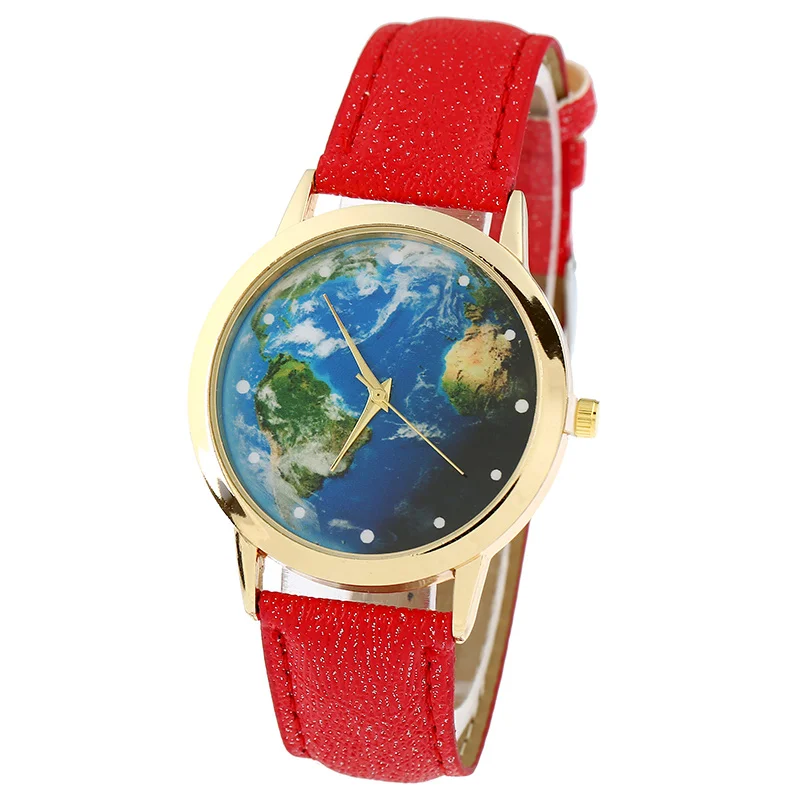 Gnova Platinum най-Добрите продажба на Зелена Земя Дамски Часовници От Изкуствена Кожа Vintage Мир Карта на Света Ръчен Часовник Модерен Подарък За Момичета Директен доставка Изображение 4