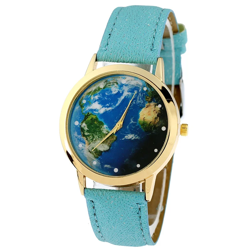 Gnova Platinum най-Добрите продажба на Зелена Земя Дамски Часовници От Изкуствена Кожа Vintage Мир Карта на Света Ръчен Часовник Модерен Подарък За Момичета Директен доставка Изображение 5