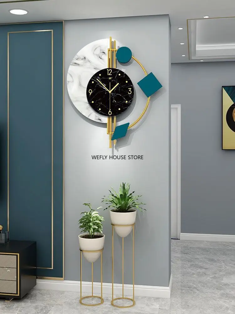 скандинавски светлина луксозни стенни часовници хол модерна проста домакински мода творческа атмосфера подвесная стена Изображение 2