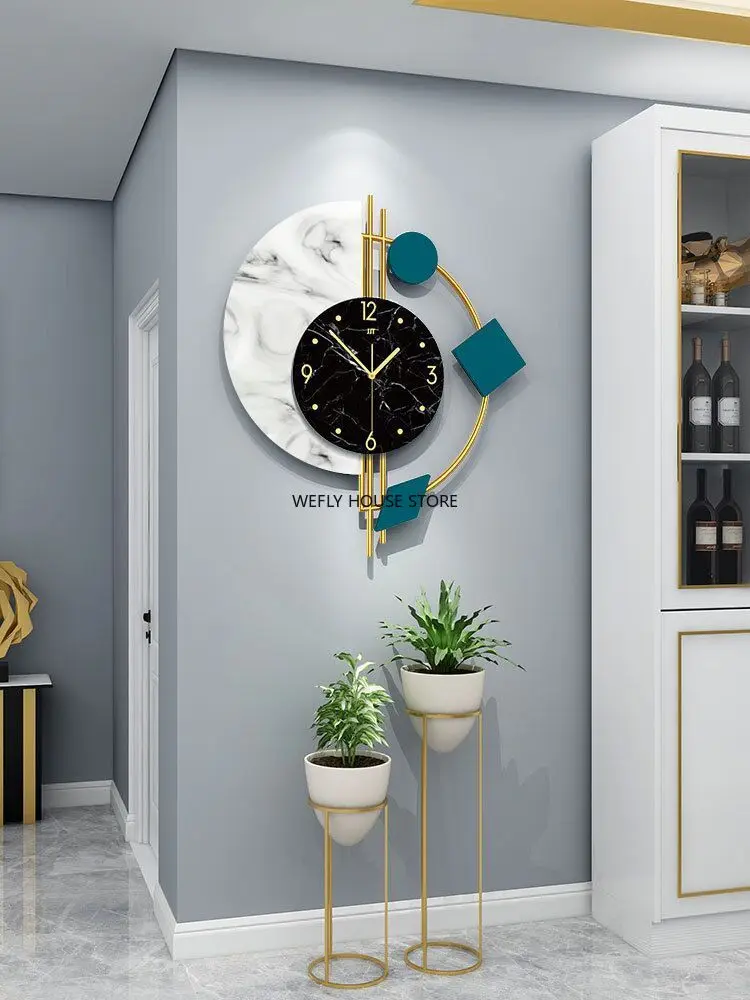скандинавски светлина луксозни стенни часовници хол модерна проста домакински мода творческа атмосфера подвесная стена Изображение 5