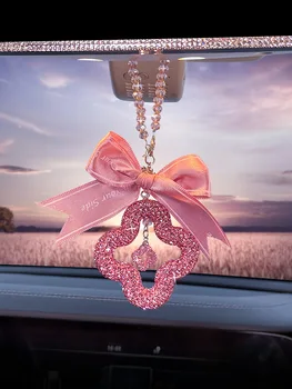 Диамантен Сърцето Си За Любовта Автомобил Висулка Crystal Детелина Украшение На Огледалото За Обратно Виждане Подвесная Верига Ins Модни Дамски Бижута И Аксесоари