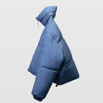 Зимно яке PB & ZA, дамско палто с памучна подплата, Однотонная Свободна Ежедневни Дамски парк, Дрехи с цип, Топло палто, женски 5320707