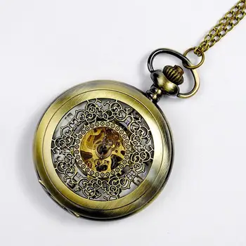 Класически носталгия джобен часовник Големи издълбани кухи механични часовници джобни в европейския и американския стил на джобен часовник с цветен модел