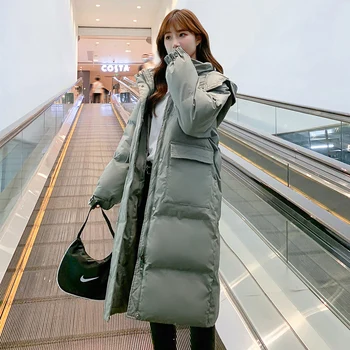 Корейската версия на новата зимни якета са с памучна подплата, дамски свободна naka памучен яке в дългия свободно кото голям размер