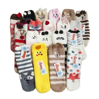 Мъжки и дамски чорапи с коледен подарък, сладки топли пухкави, меки кадифени чорапи за сън с елени, дебели топли зимни чорапи за нова година