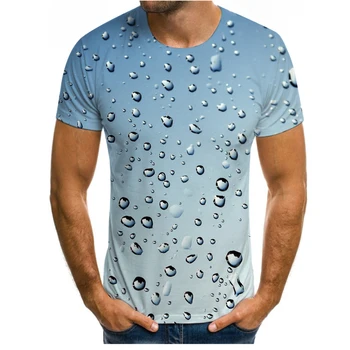 Новата 3D тениска, лято 2021 година, Забавна тениска, капки вода. ледената коб, зашеметяващ тениска с 3D печат, тениска оверсайз