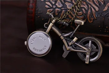 Старинните малки велосипедни джобен часовник с нова антична бронзова покритие на уникални идеи за подаръци, часовници с веригата модни популярни подарък часовник