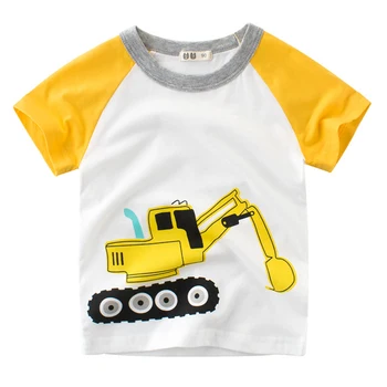 тениска за момче детска тениска Багер за малки момчета, спортно облекло потници за малки момчета тениска Строителна машина тениски памук