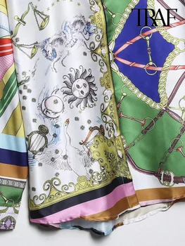 ТРАФИКА на Дамски Модни Свободни Струящиеся Ризи С Принтом под формата на Верига, Реколта Дамски Блузи Копчета С Дълъг Ръкав, Блузи, Шик Върховете